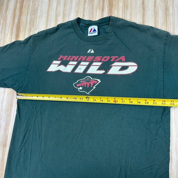Vintage Minnesota Wild National Hockey League T-Shirt Large Roomy Green Worn - Picture 7 of 10
